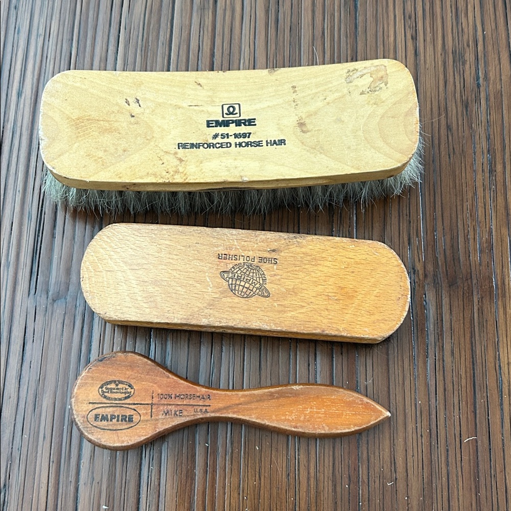 Set of 3 Vintage Empire Shoe Shine Brushes